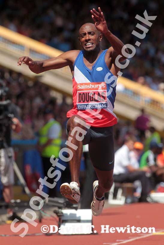 Nathan Douglas in the triple jump at the Sainsbury's British Championships, Birmingham.